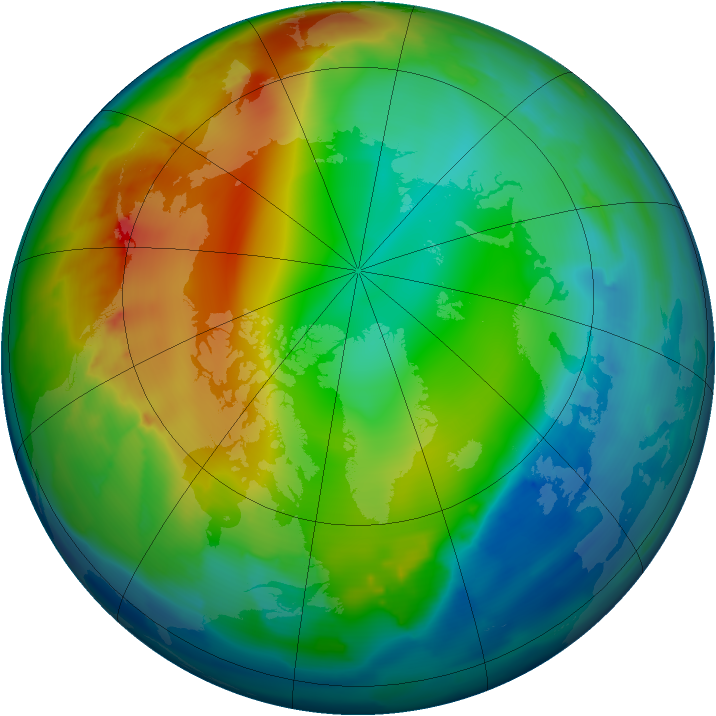 Arctic ozone map for 25 December 2011